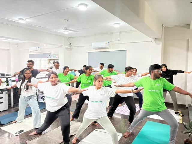 Team yoga session at the office
